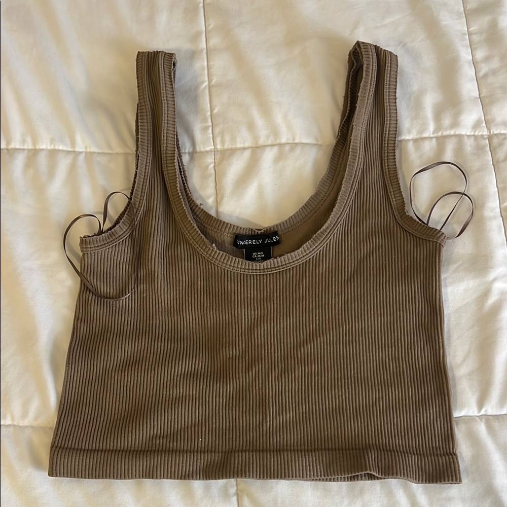 Sincerely Jules brown ribbed crop top M/L